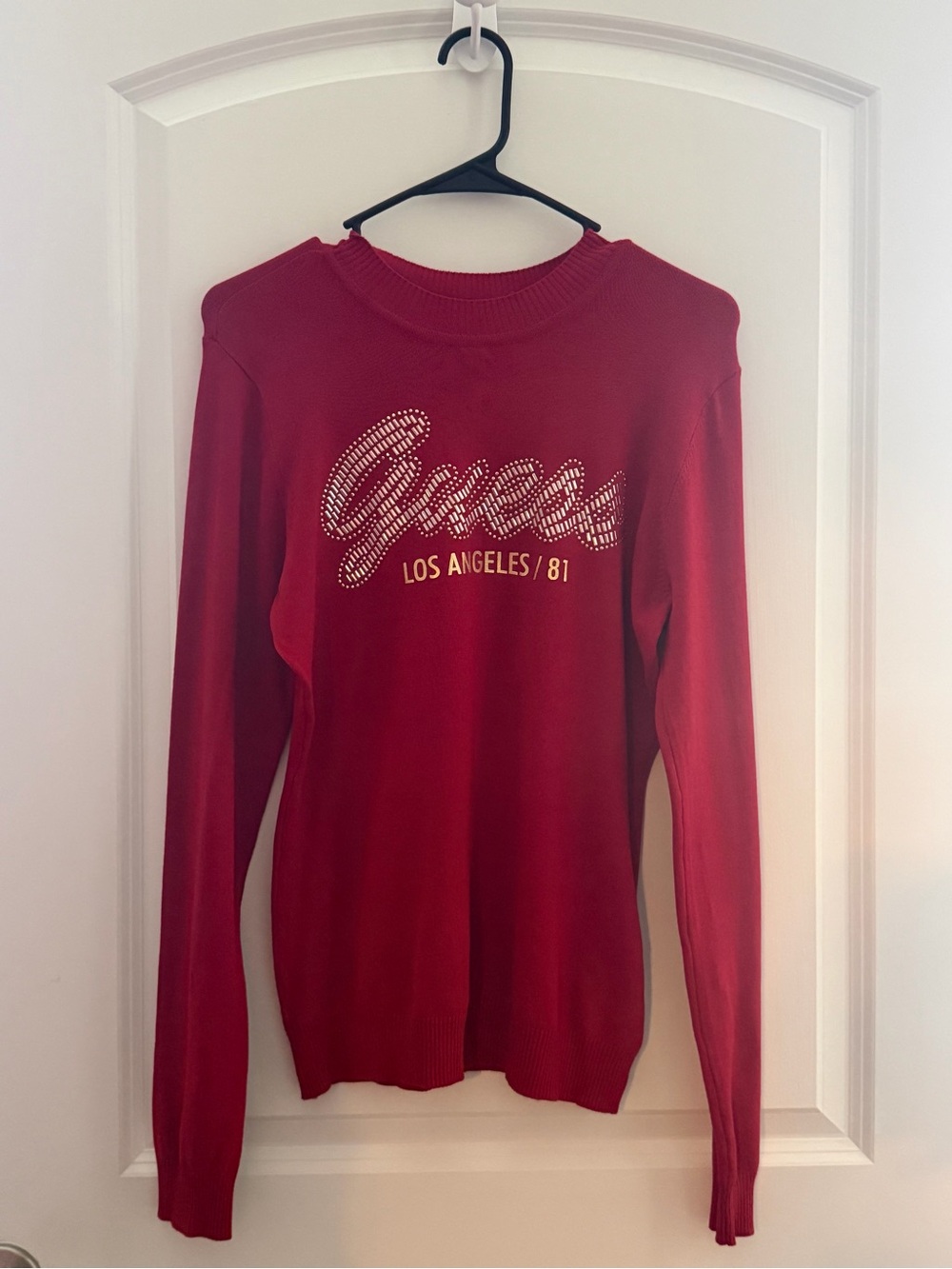 Guess Red Logo Crewneck Sweatshirt